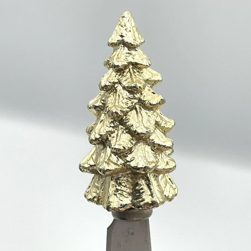 Vintage 1990s Boston Warehouse Gold Christmas Tree‎ Cheese Spreaders Set of 4
